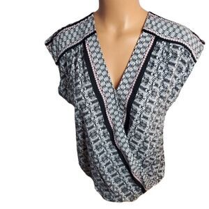Max Studio geometric print draped blouse S